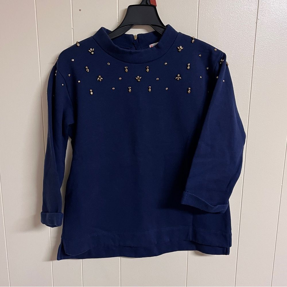 J Crew CrewCuts Girls Navy Blue Embellished Sweater Sz 16